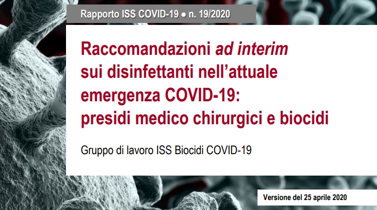 ISS: Raccomandazioni sui disinfettanti nell’attuale emergenza COVID-19