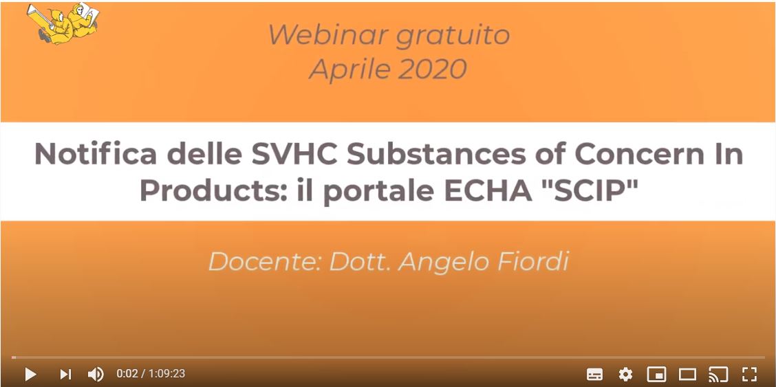 I WebinARS - i webinar di ARS Edizioni informatiche: Notifica delle SVHC Substances of Concern In Products: il portale ECHA "SCIP"