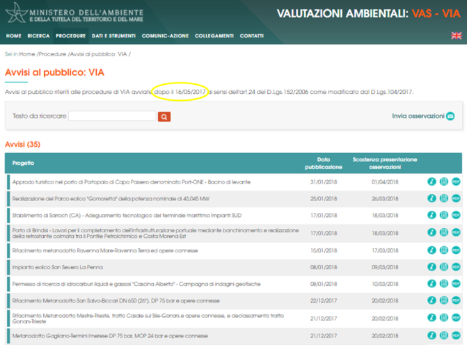 Nuovo portale Valutazioni Ambientali VAS e VIA