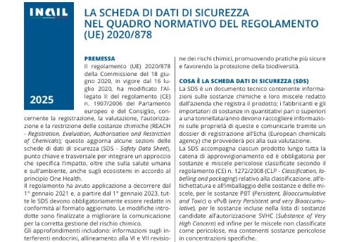 SDS e regolamento (UE) 2020/878, fact sheet INAIL