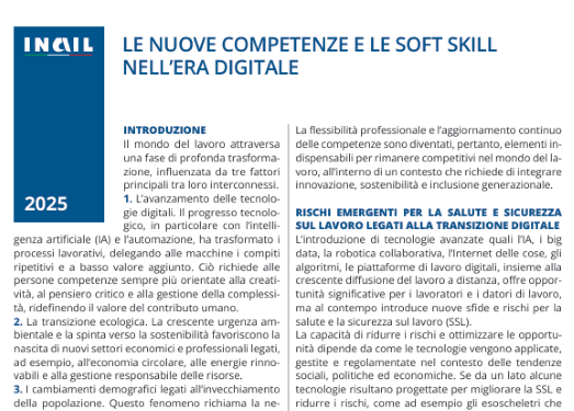 Competenze e soft skill nell'era digitale, factsheet INAIL